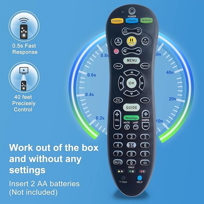 Universal TV Remote Control Replacement S30-S1B, Easy Setup Universal Remote for for AT&T and TV, Wide Compatibility Remote Control for Home Entertainment Devices