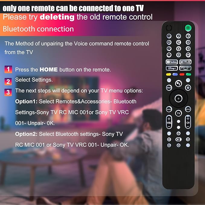 Universal Backlit Remote for Sony TV, for All 2019-2025 Sony Remote Control for Smart TV with Voice Control, Replacement Remote for Bravia XR/XBR/KD Series Google TVs, Backlight, 1 Year Full Warranty