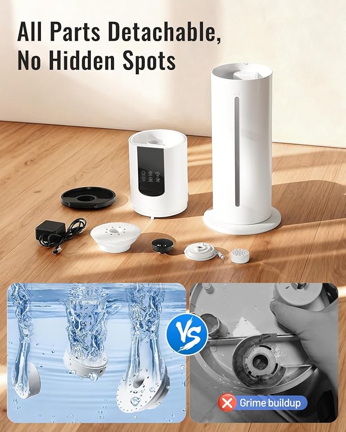 Lacidoll 8L Humidifiers for bedroom, Humidifiers large room up to 500 sq ft, Easy to Clean Humidifier with Fully Washable Parts, Ultrasonic Cool Mist Humidifier for Home Plants Baby Nursery Office
