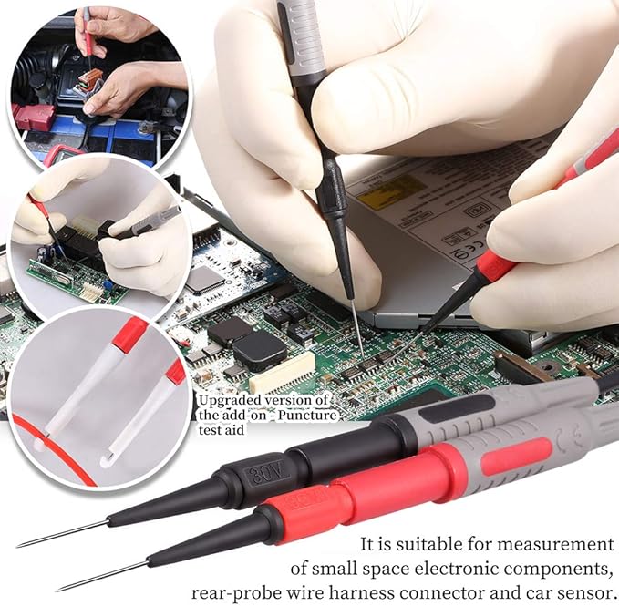 Bionso 25-Piece Multimeter Leads Kit, Professional and Upgraded Test Leads Set with Replaceable Gold-Plated Multimeter Probes, Alligator Clips, Test Hooks and Back Probe Pins.