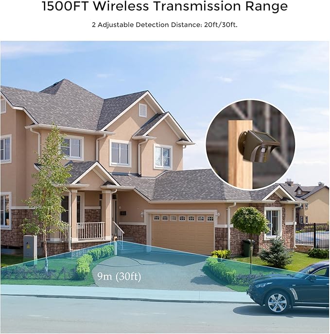 eMACROS Pro 3 Solar Driveway Alarm with Phone App-1/2 Mile Long Range Solar Wireless Driveway Alarm, Outdoor Wireless Weatherproof Motion Sensor & Detector, Idea Gifts for Christmas