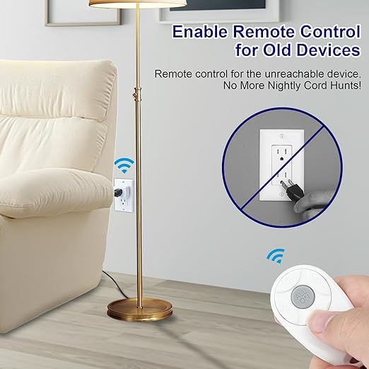 Greencycle Remote Control Outlet,Wireless Light Switch and Outlet Plug,Remote Outlets Switch,No Wiring Needed,500ft Range Coverage,15A/1500W for Lamps,Fans,TV,FCC Certified, White