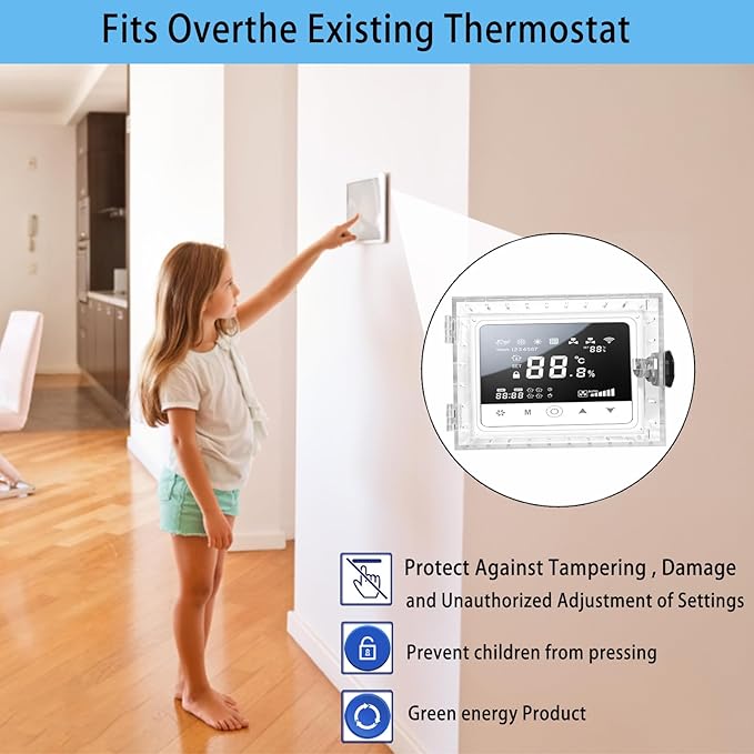 Young Dance Universal Thermostat Combination Lock Box, Clear Large Thermostat Guard for Wall Thermostats, Thermostat Cover Fits Thermostats 6.5 "H x 4.72 "W x 1.97 "D or Smaller (1 Set)