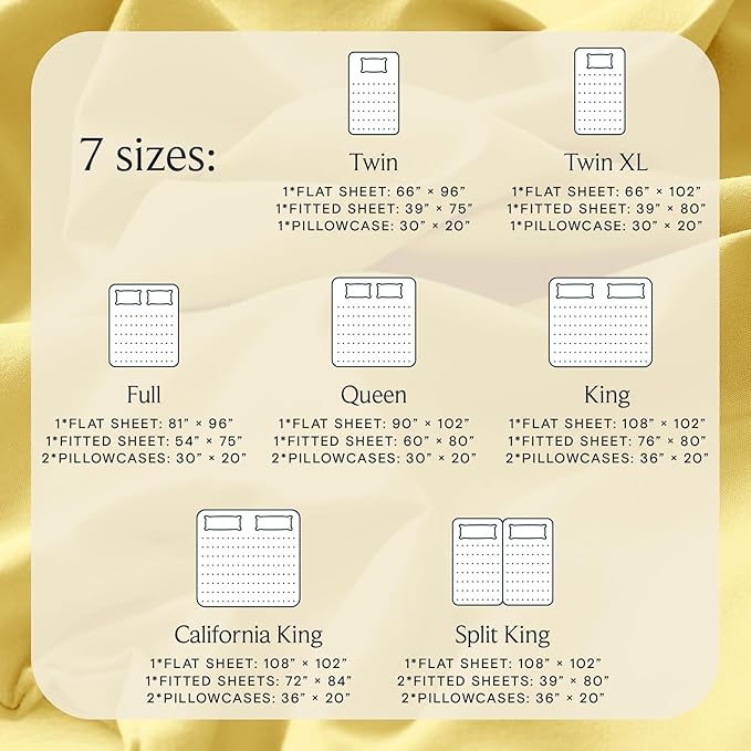 LuxClub 3 PC Twin XL Sheet Set, Deep Pockets Wrinkle Free Cooling Bed Sheets Hotel Bedding for Women, Men, Kids & Teens, Includes 1 Fitted Sheet, 1 Flat Sheet and 1 Pillowcase-Silky Soft Lemon