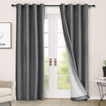 Macochico 100% Blackout Chenille Curtains Thermal Insulated Noise Reducing Velvet Draperies for Living Room Bedroom Hotel Dark Grey Blackout Curtains Grommet Top with Tieback 84" Wx84 L 1 Panel