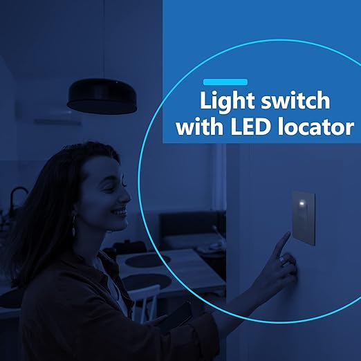 LIDER Minimalist Design Matte Finish Lighted Decorator Switch, Frameless Paddle Light Switch with Locator Light, Grounding Screw, 15A 125V, UL Listed, LS15-1P-NK5P, Nickel, 5 Pack
