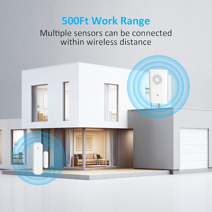 Wireless Door Chime for Business Entering, Door Open Alarm for Kid/Toddler Home Safety (500ft Range 51 Ringer) Door Dinger Buzzer Alert, 2 Receivers +1 Sensor