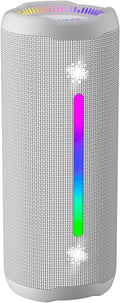 OHAYO Bluetooth Speaker, Portable Wireless, IPX7 Waterproof, Powerful 25W Sound, 24H Playtime, Dual Pairing, Active Bass, Colorful Lights, Bluetooth 5.3, Outdoor Speakers for Home/Party/Beach, White