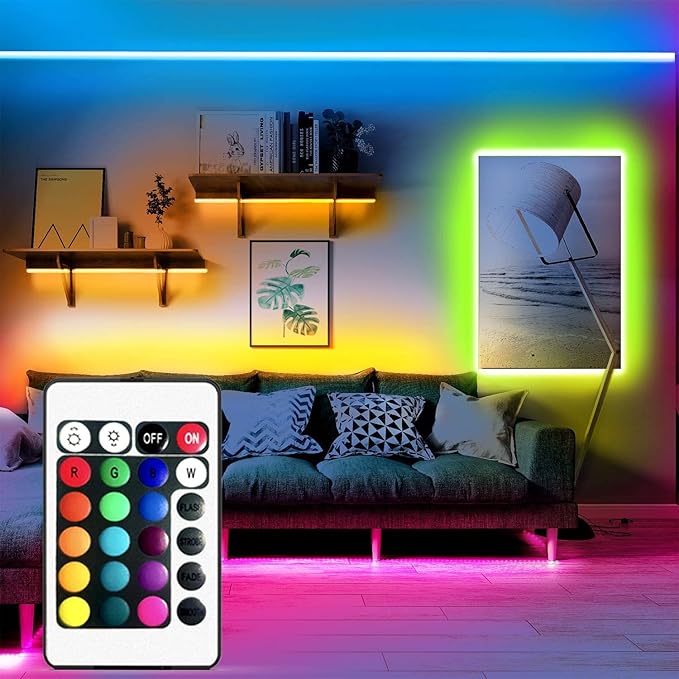 GALYGG 24 Key LED Strip Lights IR Remote Controller, Wireless Rectifier Control Box, DC 12V 3A Power Supply Plug Adapter for 2835 3528 5050 RGB LED Strip Lights Flexible Tape Lighting