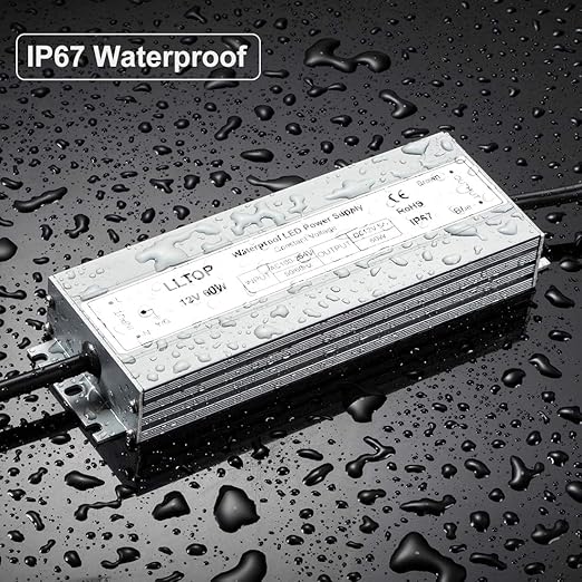 LLTOP LED Driver 60 Watts Waterproof IP67 Power Supply AC100-264V to 12V DC 5A Low Voltage Transformer Ultra Thin Adapter for Outdoor LED Lights, Computer Project