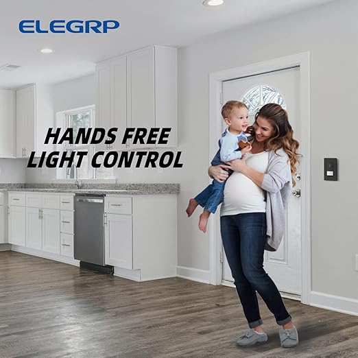 ELEGRP Matte Black Single Pole Occupancy Motion Sensor Light Switch, Need Neutral Wire, 120° Sensor Coverage PIR Infrared Motion Activated, for CFL/LED/MLV/INC/HAL/Fan, UL,10 Pack