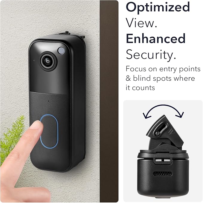 Wasserstein Horizontal Adjustable Angle Mount & Wall Plate Compatible with Blink Video Doorbell (1st Gen & 2nd Gen) - 35° to 55° Adjustable Wedge Mount for Blink Doorbell Camera (Black)