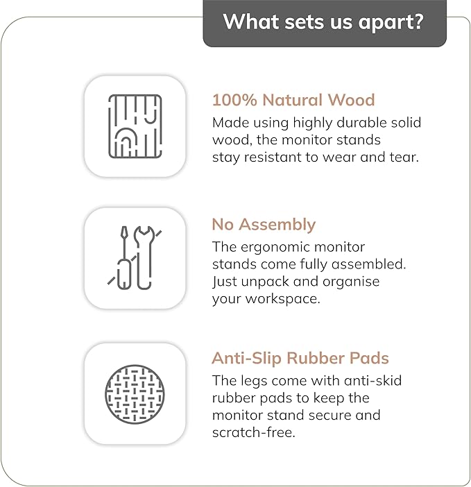 Anji Mountain Wooden Monitor Stand - Elegant Monitor Riser, Perfect Monitor Stand for Desk Organization, Durable Wood Construction monitor stands, Enhances Ergonomics and Workspace Efficiency,Biscotti