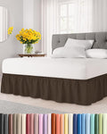 Wrap Around Dust Ruffle Bed Skirt - Brown - for Full Size Beds with 24 Inch Drop - Easy Fit Elastic Strap - Adjustable Pleated Bedskirt w/Brushed Fabric - Wrinkle Free - for Women, Men, Kids & Teens