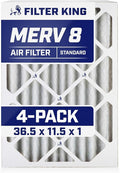 Filter King 36.5x11.5x1 Air Filter | 4-PACK | MERV 8 HVAC Pleated A/C Furnace Filters | MADE IN USA | Actual Size: 36.5 x 11.5 x .75"