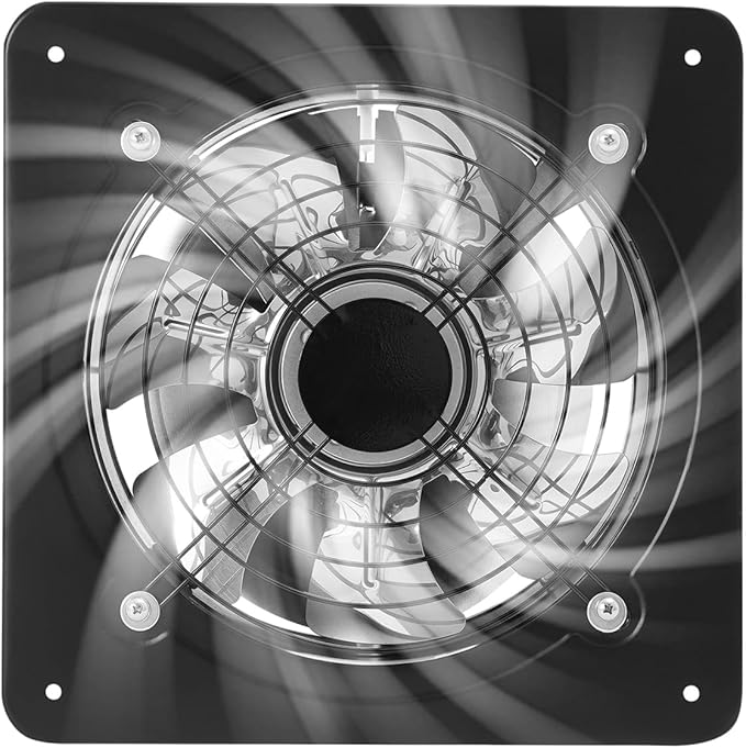 XUFOPLY 9.84 Inch Exhaust Fan, 110V 100W Wall Mounted Vent Fans 2600RPM Kitchen Bathroom Windows Fan Metal Extractor Fan for Attic, Garage, Window Ventilation (Black, 9.84 Inch)