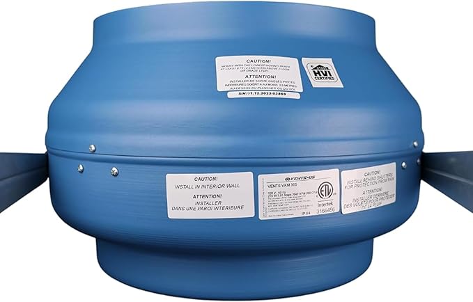 VENTS-US VKM 305-12" Inline Duct Fan with Metal Casing (740 CFM) Boosts Airflow Through Long or Complex Duct Runs