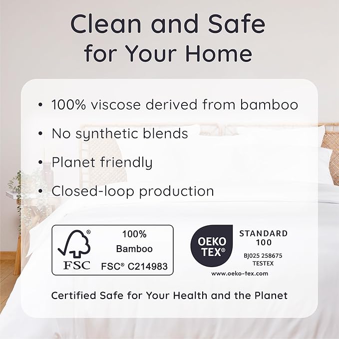 Bambaw King Sheets Set 4pcs – 100% Viscose Derived from Bamboo Sheets King Size Deep Pocket, Fits Up to 16'', Luxury Bedding, Super Soft Sheets King Size, Cooling Sheets King Size (White)