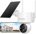 FAMVIVA 2K Solar Security Cameras Wireless Outdoor, 360°PTZ Battery Powered Cameras for Home Security, 2.4G WiFi Outdoor Camera with Color Night Vision, IP66 Waterproof, Motion Sensor Alarm, White