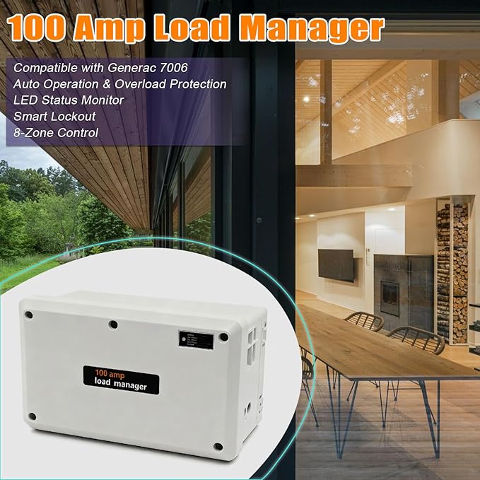 RJSJRAD 100 Amp Load Manager Compatible with Generac 7006, 100 Amp Smart Management Module with 8-Zone Control, Overload Protection and Lock Feature
