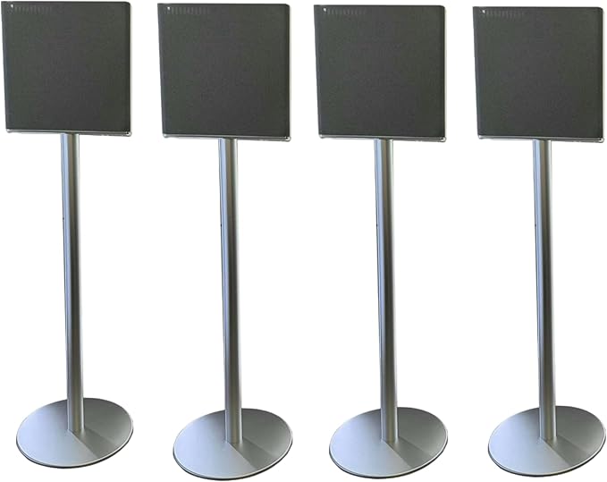 ZGOUO Speaker Floor Stand Compatible with Sony BRAVIA Theater Quad Surround Sound System (HT-A9M2), Aluminum Alloy, Built-in Power Cord，Easy Installation（Silvery 2 Pair）