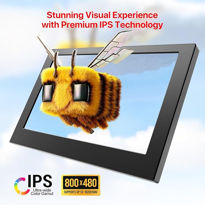 ROADOM 5'' Mini Monitor with Raspberry Pi Mount Holes & USB HUB, Type-C One-Cable Connection&Speakers, All-in-One Storage Dock, Pocket IPS Screen for PC monitoring/Gaming/AIDA64/Streaming Partner