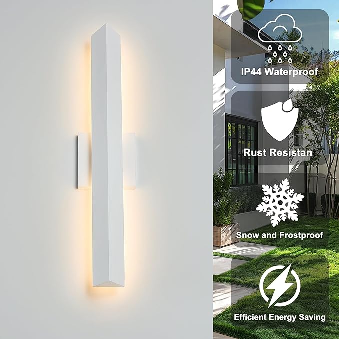 Tarentlight 21.9IN LED Outdoor Aluminum Wall Lights,20W Dimmable, IP65 Waterproof, Modern Textured White Indoor & Exterior Lighting Fixtures, Long Exterior Wall Lights for Garage, Front Door