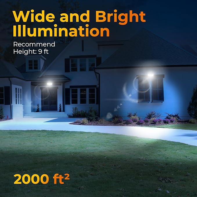 ESLIGHTION Solar Motion Sensor Outdoor Lights, 3 Modes LED Security Flood Light with Remote Control, IP65 Waterproof Solar Powered Outside Wall Light for Garden Patio Garage Yard (White, 2 Pack)