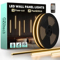 GZBtech Flexible LED Recessed Strip Light for Wood Slat Wall Panels 33FT, 3000K Warm White Cuttable Neon Rope Lighting with Remote Control, Dimmable IP67 Waterproof Black Strip Lights, ETL Listed