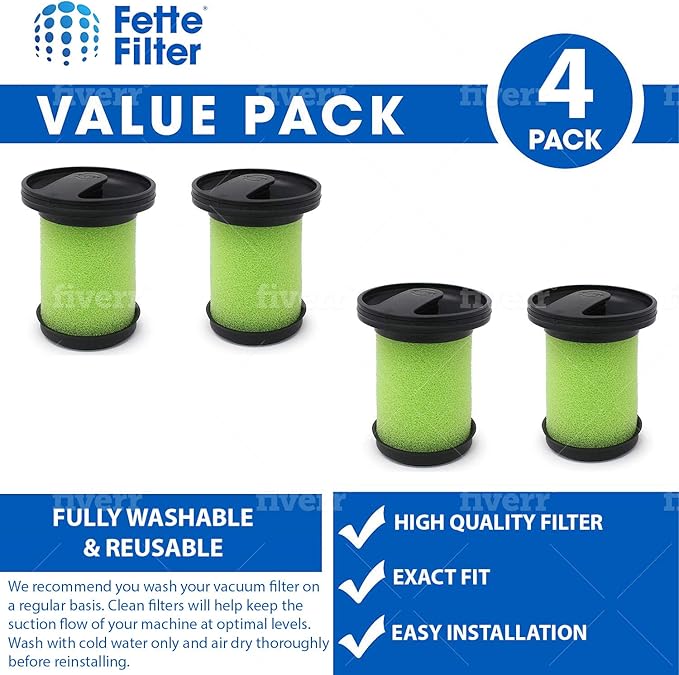 Fette Filter - Vacuum Filter Compatible with Bissell 1610335 Multi Cordless. Compare to Part # 161-0335. (Pack of 4)