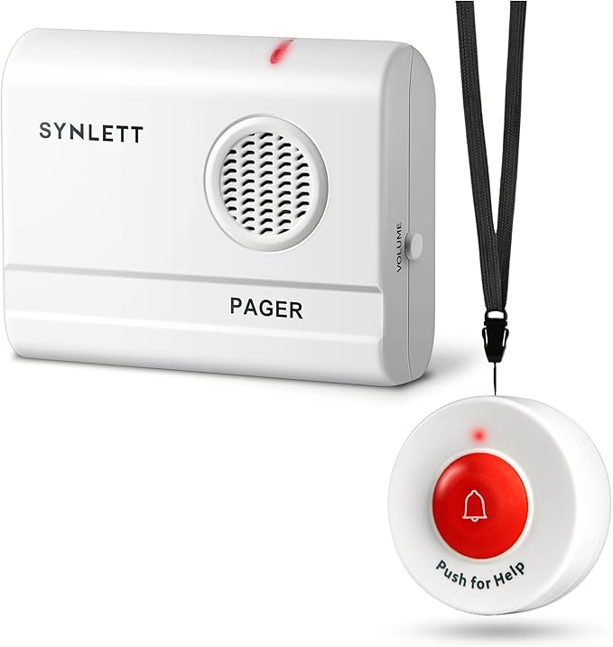 SYNLETT Call Button for Elderly and Caregiver Pager Portable SOS Alert System Alarm for Nurse Call Seniors Patients Emergency Home