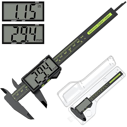 Digital Calipers, Caliper Measuring Tool with Large LCD Screen, Plastics Micrometer Caliper Digital, Auto-Off Feature, Screen Splash Proof, Switch from Inch Metric (6Inch/150mm)