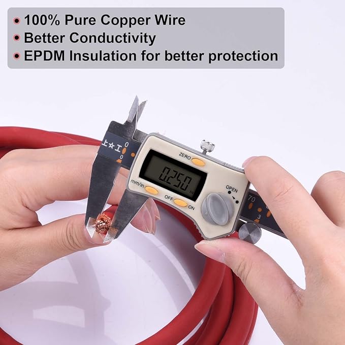 Shirbly 4 Gauge Battery Cable, 30F T Black 4 AWG Pure Copper Wire Welding Cable, for Automotive, Battery, Solar and Generator, Standard USA OFC Wire