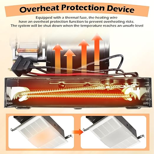 S97017063 Heater Motor Assembly Compatible with Broan Nutone 655, 655F, 655-A, 655-B, 655-C, 656, 656-A, 658, 659, 659-A Bathroom Exhaust Fan Motor Replacement for Nu-Tone Heater