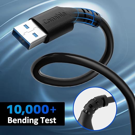 Short USB to USB Cable 2 Feet (3 Pack), USB 3.0 Male to Male Cord, Type A 5Gbps Data Transfer Cable for Hard Drive, Laptop, DVD Player, USB 3.0 Hub, Monitor, Camera, Set Up Box with 5 pcs Ties