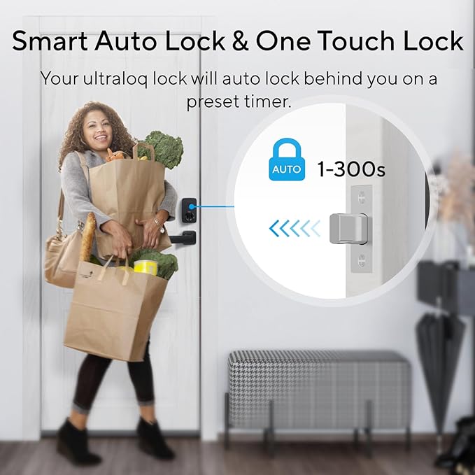 ULTRALOQ U-Bolt Pro Smart Lock with WiFi Bridge, Keyless Entry Door Lock with Fingerprint, App Remote Access, Share Code, Auto Unlock, Biometric Deadbolt, Smart Locks for Front Door, 1Year Battery