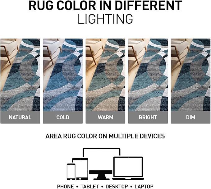 Rugshop Contemporary Abstract Circles Perfect for high Traffic Areas of Your Living Room,Bedroom,Home Office,Kitchen Round Rug 6' 6" Blue (6' 6" Diameter)