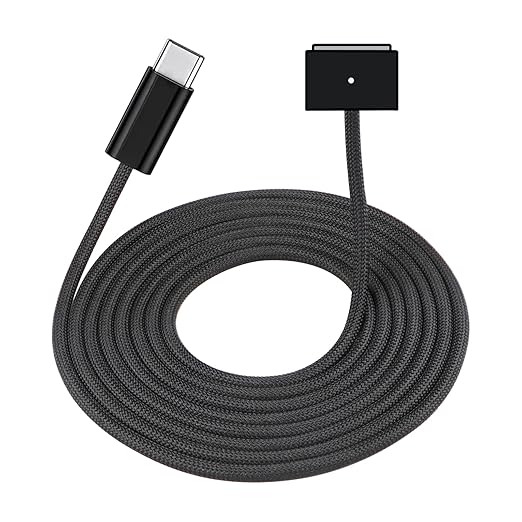 ZeitNah Upgraded USB-C to Magnetic Charging Cable for MacBook Pro/Air (2021-2025), 140W Fast Charging, 6.6ft Braided Replacement Power Cord for MacBook Charger, Black