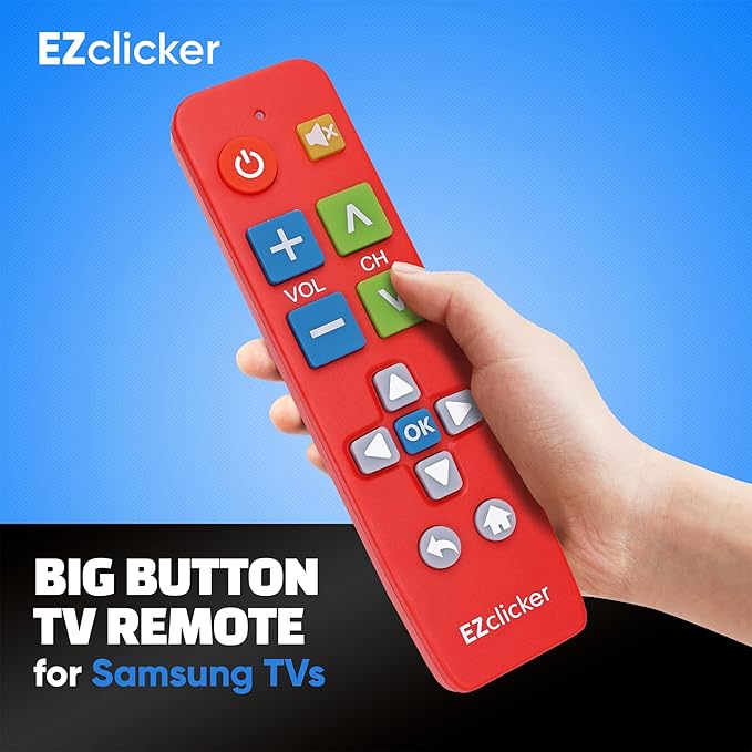Samsung Replacement TV Remote Compatible with Samsung TV's ONLY (Red) Big Button TV Remote Control, Simplified and Easy to Use (2xAAA Batteries not Included)