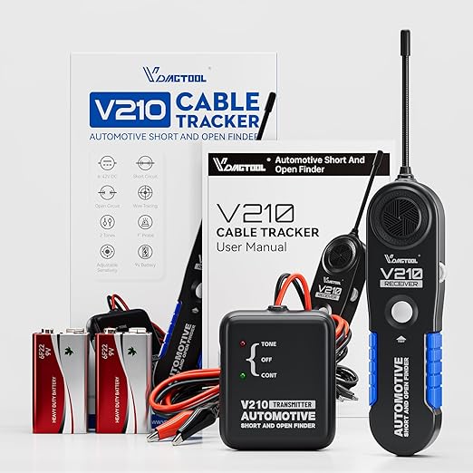 VDIAGTOOL V210 Wire Tracer Electrical Automotive Open & Short Finder Circuit Tester Circuit Breaker Finder Fault Probe Wire Tracker Electrical DC 6-42V