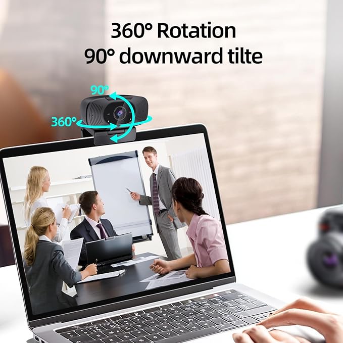 SynthMeet 4K Webcam for PC, 1080P@60FPS, 4K Camera with Noise-reducing Microphone, 92°FOV, 8MP USB Webcam Plug and Play, Privacy Cover, Works Perfect for Meeting Platform Zoom/Teams/Skype/Google Meet