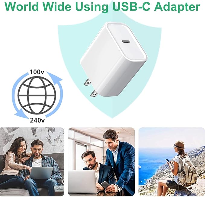 iPhone 16 15 Charger Fast Charging,3Pack 20W Fast Charging USB C Charger with 10Foot Long Type C to C Cable Cord TypeC Block Brick for iPhone 17/16e/16/16Pro/16 Plus/16 ProMax/15 Pro,iPad Air/Pro/Mini