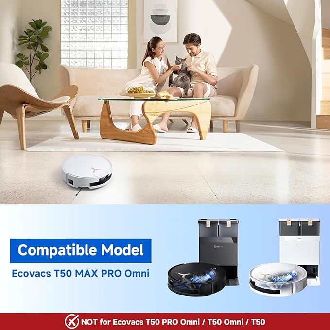 Yivy T50 Max Pro Replacement Parts for Ecovacs Deebot Robot Vacuum,T50 Max Pro Omni Accessories:4 Carbon Filters, 6 Carbon dust Bags,6 Side Brush, 8 Mop Cloth, 1 Main Brush,2 Cleaning Tools - 27 Pcs