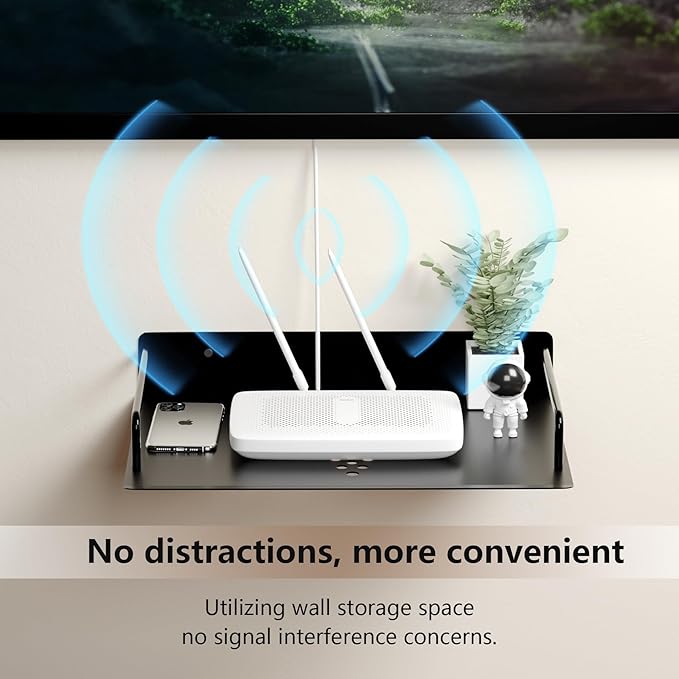 Floating Shelves for Projector, Metal Wifi Router Shelf, Cable Box Wall Mount, Dvd Player Shelf, Wall Mounted Floating Stand/Holder-2pcs