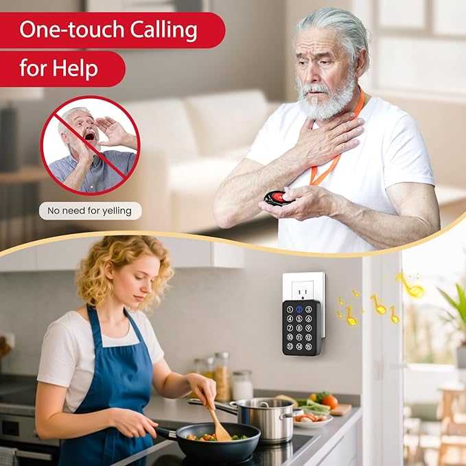 CallToU Wireless Caregiver Pager Nurse Call Button for Elderly LED Call Light Nurse Alert System Call Bell for Patients at Home Clinic/Medical Institution/Nursing Home (15 Call Button + 1 Receiver)