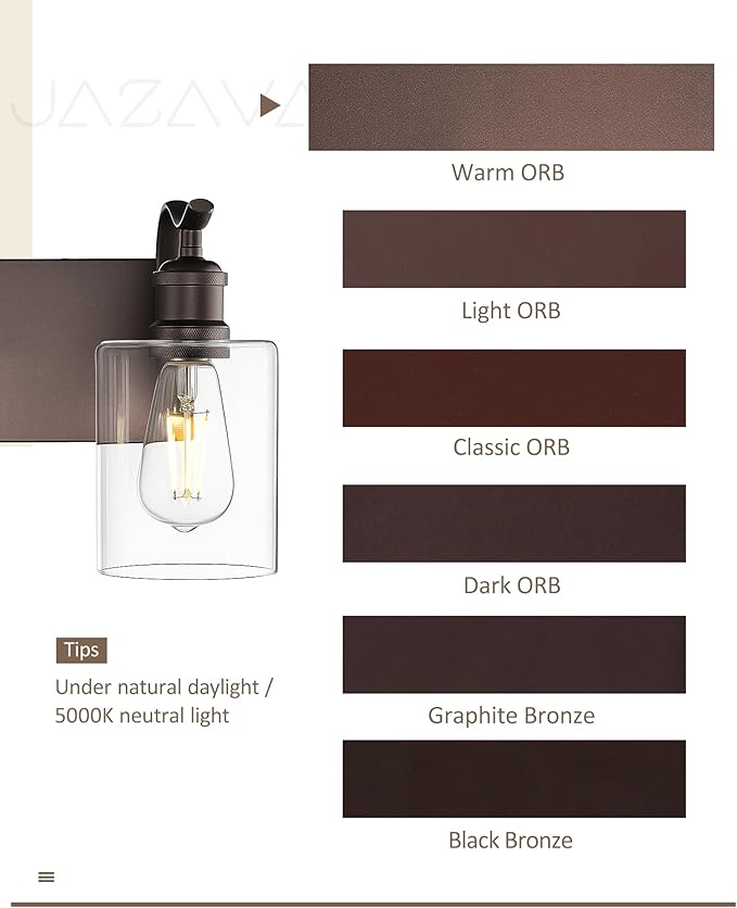 3 Light Bathroom Vanity Light, Morden Vanity Lighting Fixtures Over Mirror Oil Rubbed Bronze Bathroom Sconces Wall Lighting with Milky White Frosted Shade ZCVL01ORBW-3