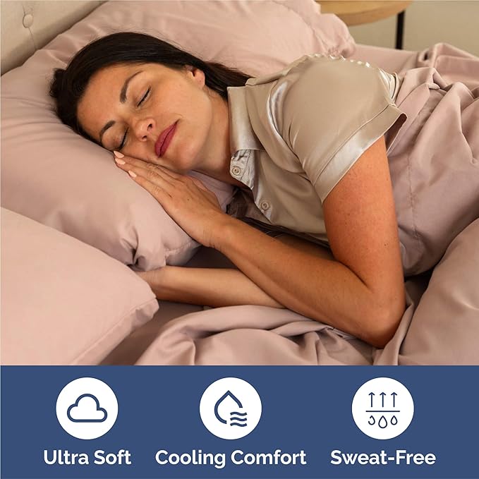 Queen 6 Piece Sheet Set - Cooling, Comfy & Breathable - Hotel Luxury Bedding, Includes Fitted Sheet for Women, Men, Kids and Teens - 1 Flat, 1 Fitted Sheet, 4 Pillowcases with Deep Pockets - Mauve