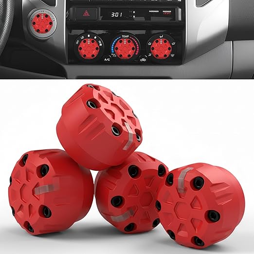 4 Pack - 2nd Gen Tacoma Accessories AC Knob Upgrade - 2005,2006,2007,2008,2009,2010,2011,2012,2013,2014,2015 Tacoma Climate Control Dial Mods Set - for Toyota Interior Replacement Kit