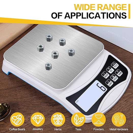 Digital Lab Scale 5000g x 0.1g LCD Display Analytical Balance Jewelry Scale Precision Electronic Scale Scientific Scale 0.1g Accuracy for Laboratory, Kitchen, and Food Measurement (5000g x 0.1g)