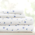 Linen Market Double-Brushed Patterned Microfiber Full Sheet Set 4 Piece – Oeko-TEX Certified Ultra Soft & Wrinkle-Free - 16" Deep Pocket Sheets - Easy Care Full Size - Soft Floral Light Blue